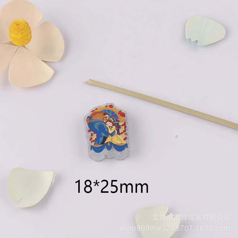 Wholesale 10pcs Cartoon print transparent acrylic beads OLY Exclusive