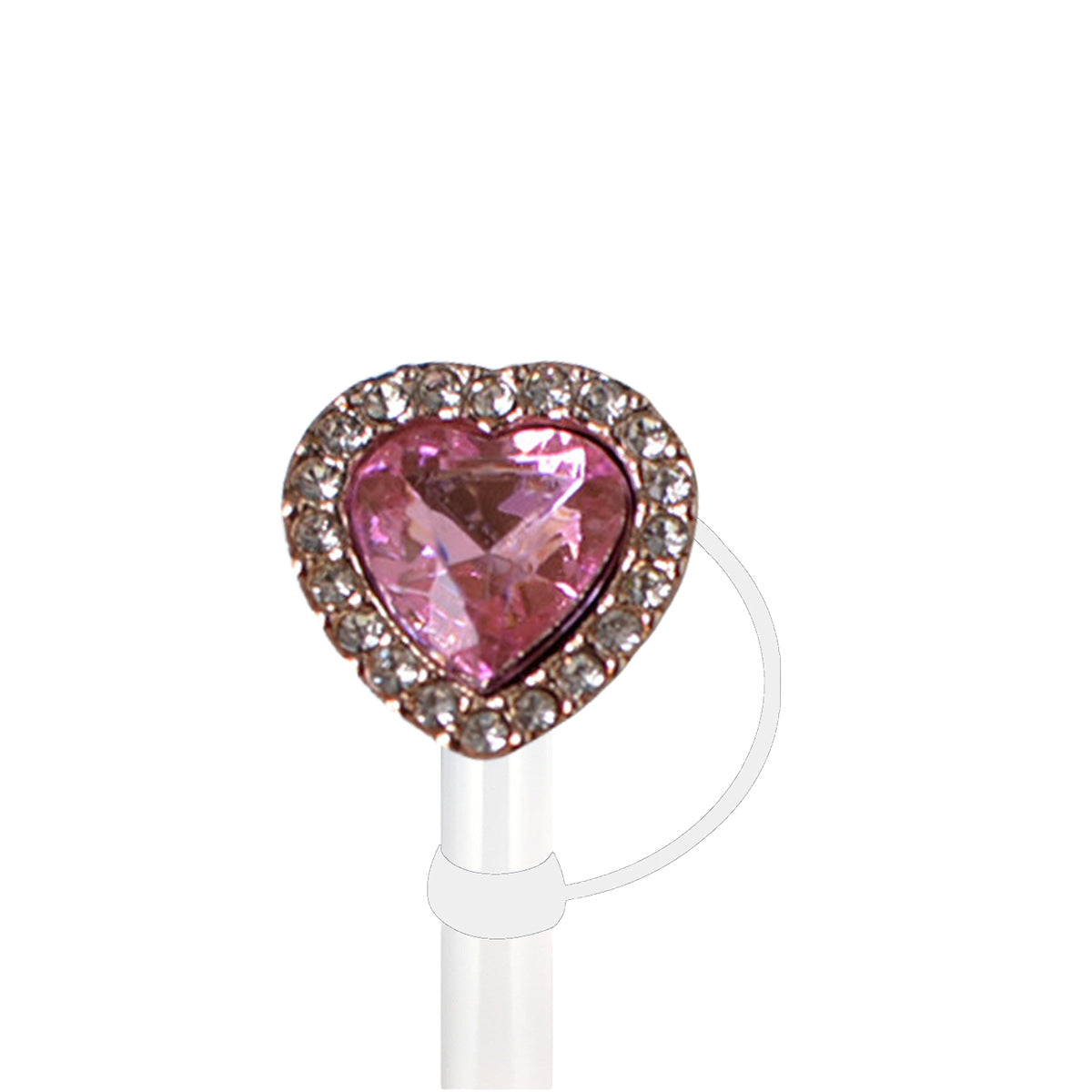 Wholesale 5pcs/pack 10mm Electroplated Metal Pink Diamond Series Straw Cap