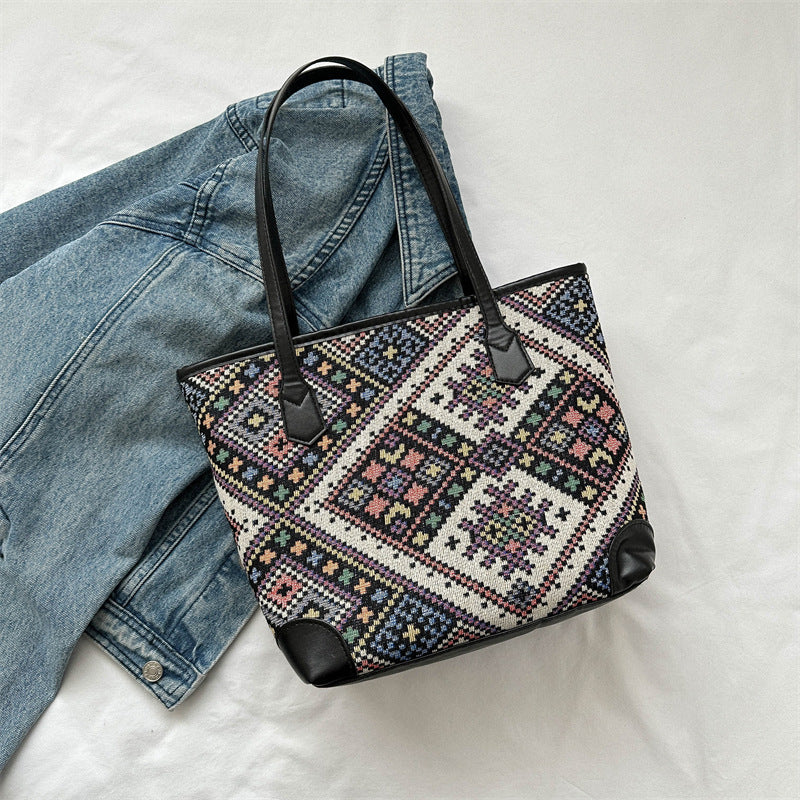 Wholesale Polyester Ethnic Canvas Large Capacity Bag