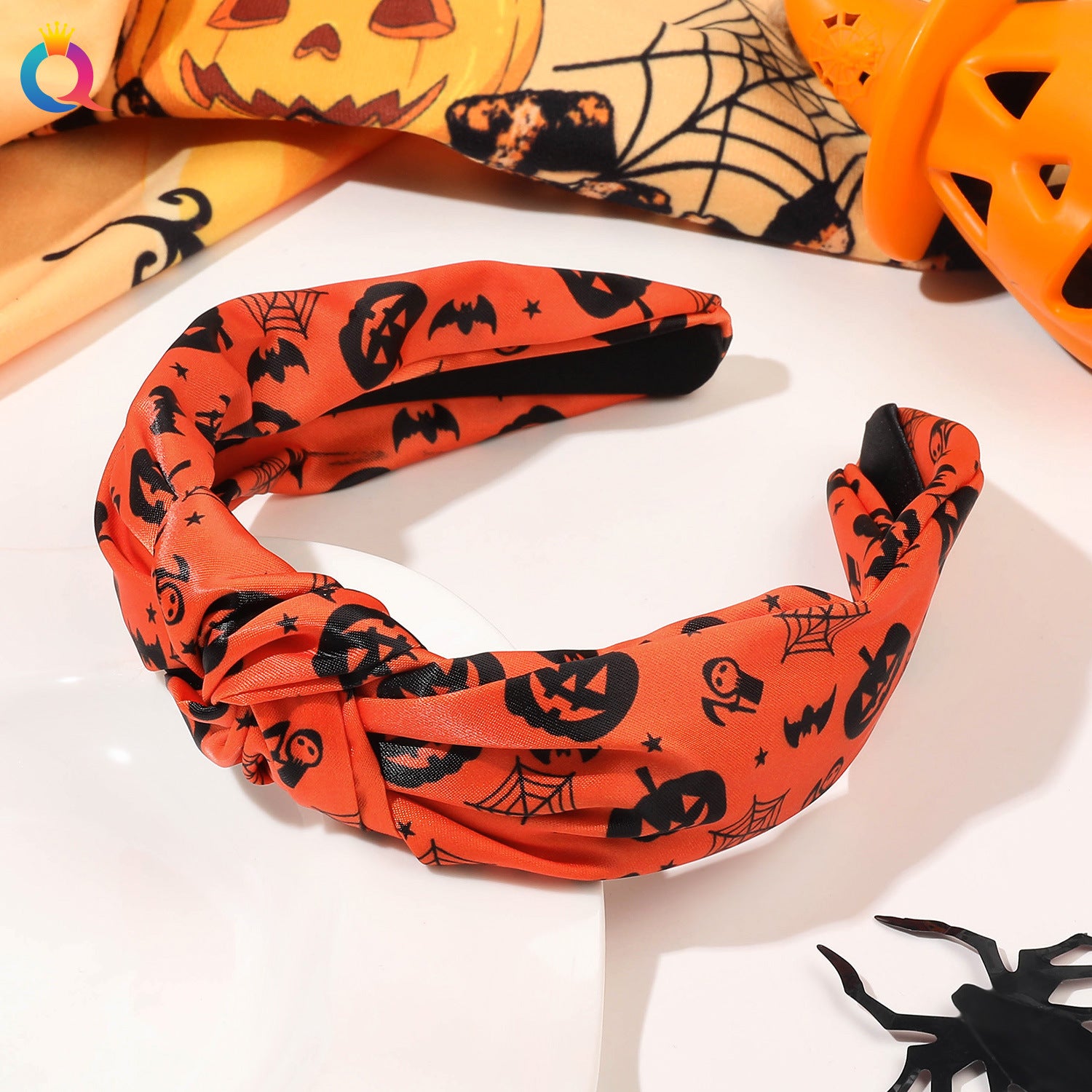 Wholesale Halloween Pumpkin Knotted High Skull Headband