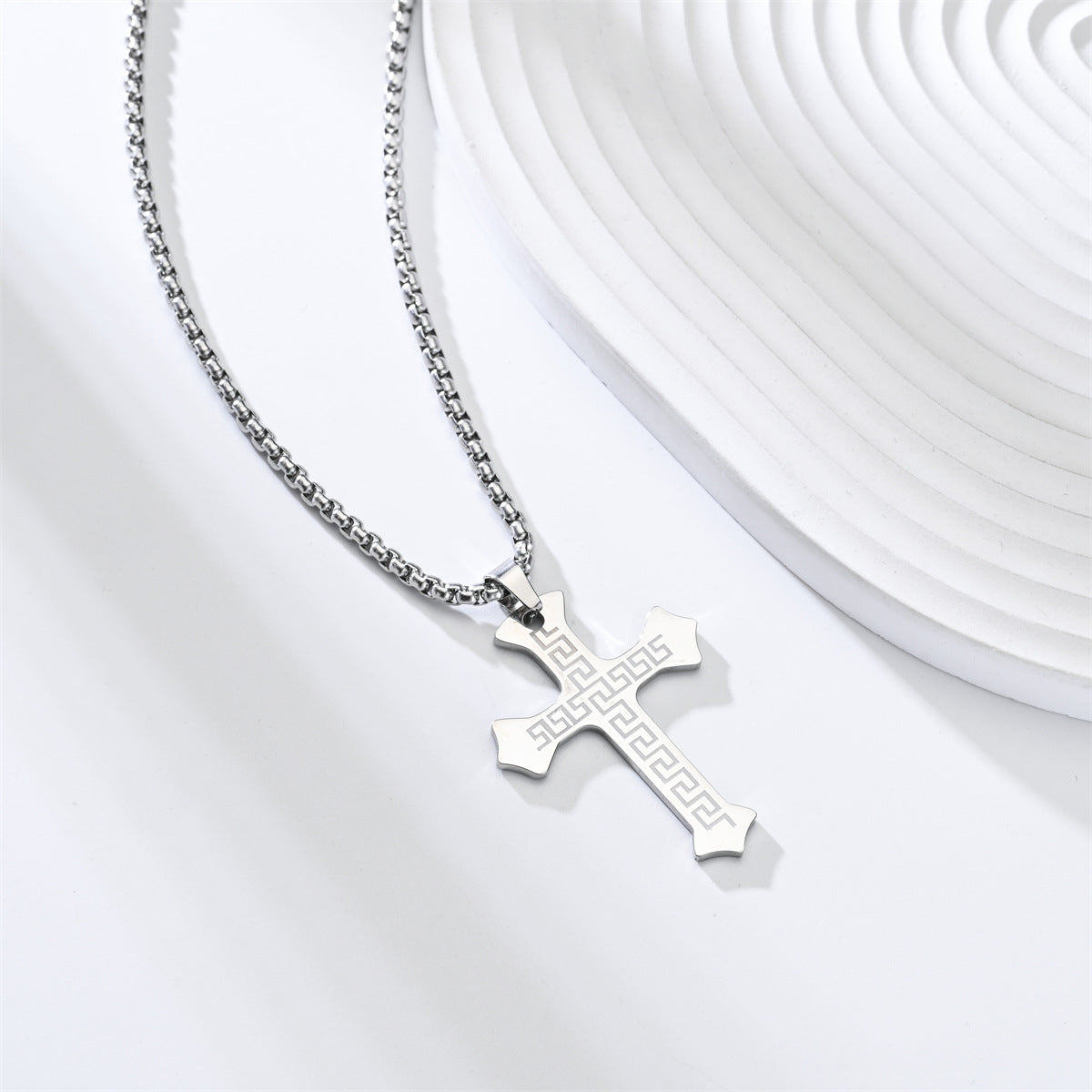 Wholesale Street Hip-Hop Titanium Steel Black Cross Necklace