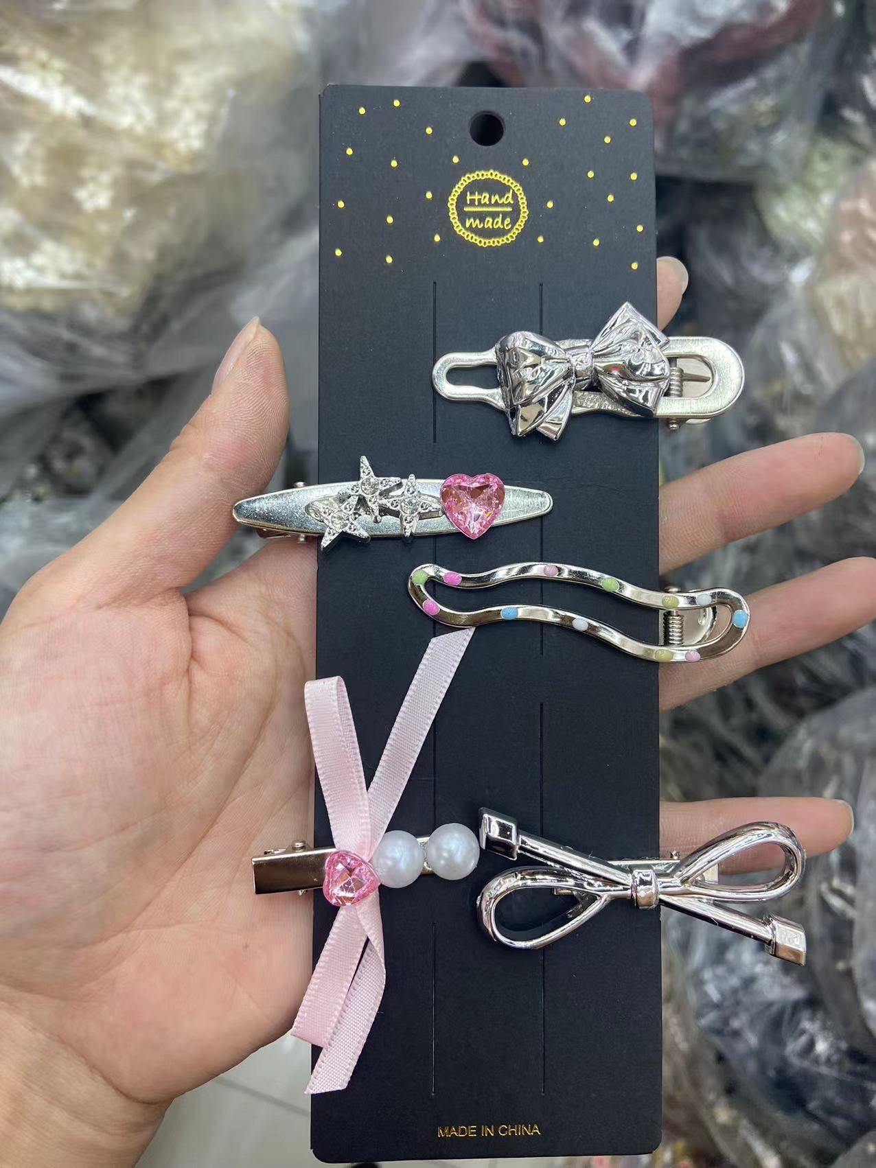 Wholesale Valentine's Day Silver Sweet Cool Women's Side Broken Metal Duckbill Clip Headwear