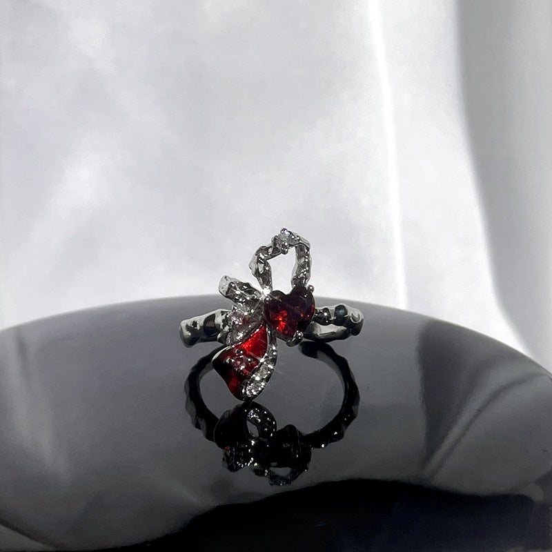 Wholesale Red enamel sweet cool punk cold style ring