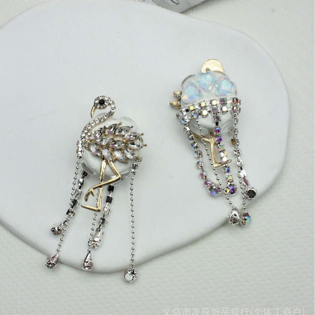 Wholesale Crystal Flamingo and Little Swan Inlaid Alloy Beads