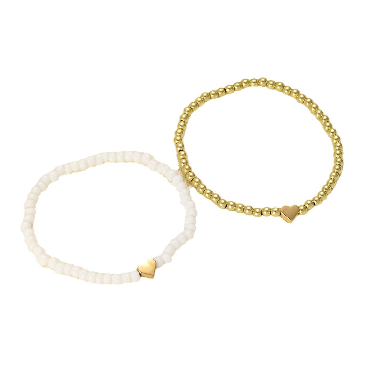 Wholesale Beaded Heart Bracelet 2-Piece Set