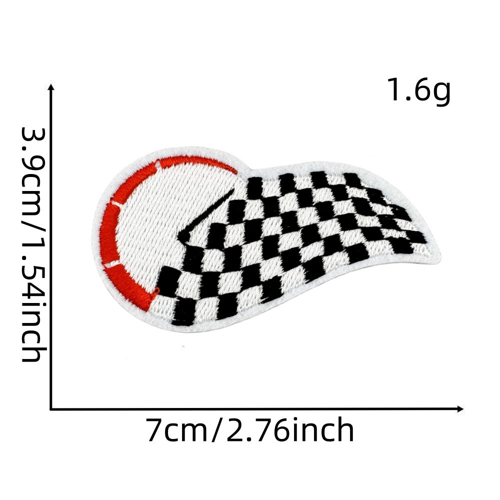 Wholesale Black and White Racing Flag Series Embroidery DIY Patches