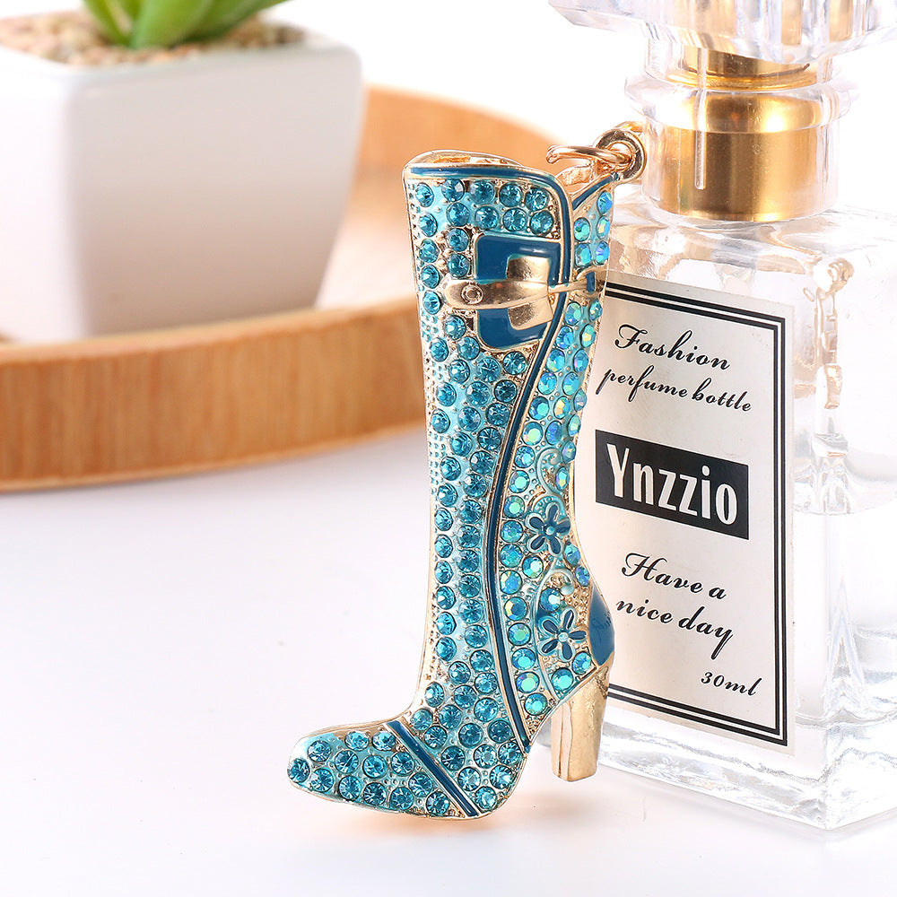 Wholesale Creative Long Boots with Metal Inlaid Diamond Keychain