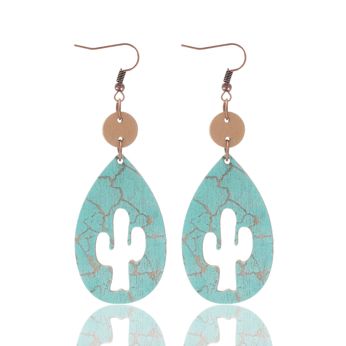 Wholesale cactus sheep head pattern irregular shape wooden earrings