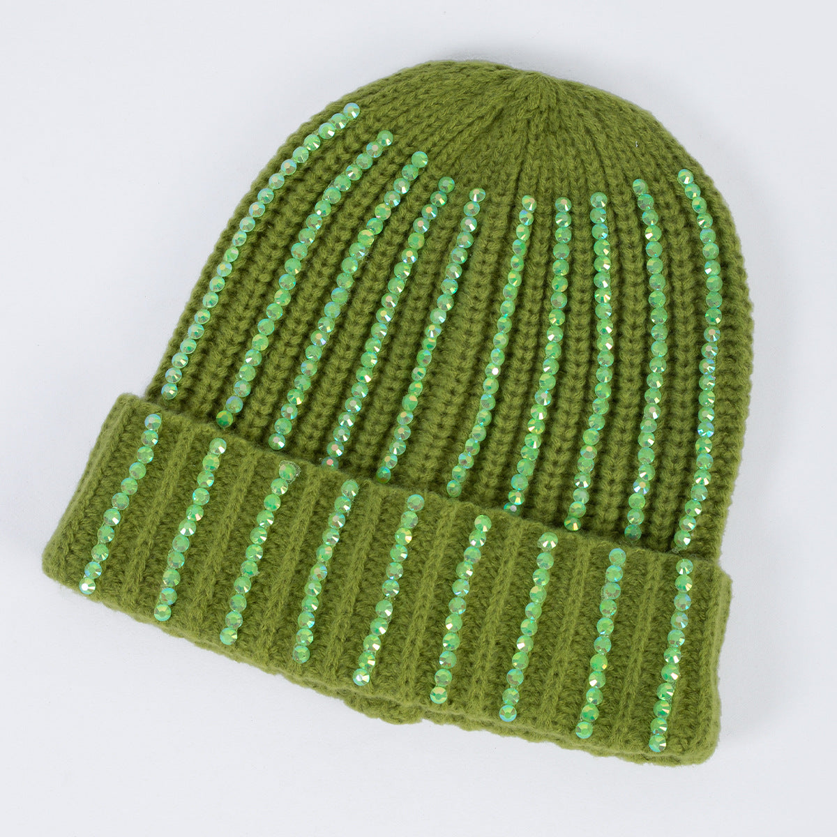 Wholesale Knitted Hats with Diamond Inlaid Wool Hats, Thickened Warm Hats