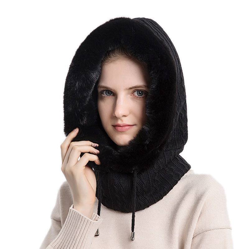 Wholesale Winter Hat Outdoor Cycling Warm Neck Scarf Plush Hood