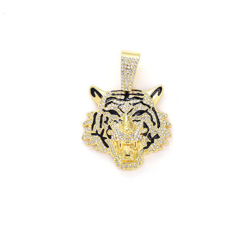 Wholesale 3D Diamond Tiger Pendant Hip-hop Men's Cuban Necklace