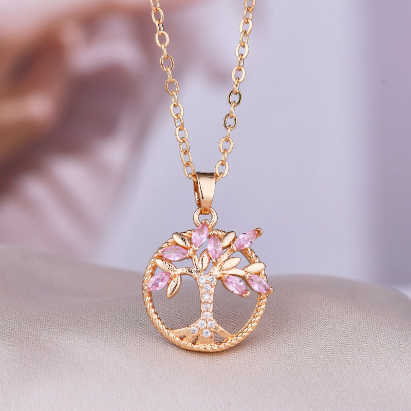Wholesale Tree of Life Necklace Exquisite Pendant Necklace Shiny Memorial Birthday Gift