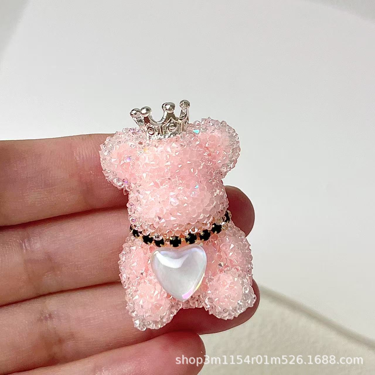 Wholesale Double-sided 3D Sugar Heart Crown Little Bear DIY Handmade Beads
