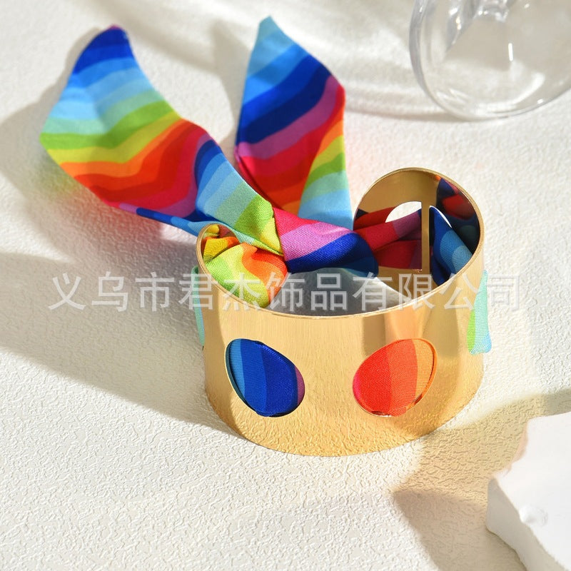 Wholesale Rainbow f heart metal irregular bracelet