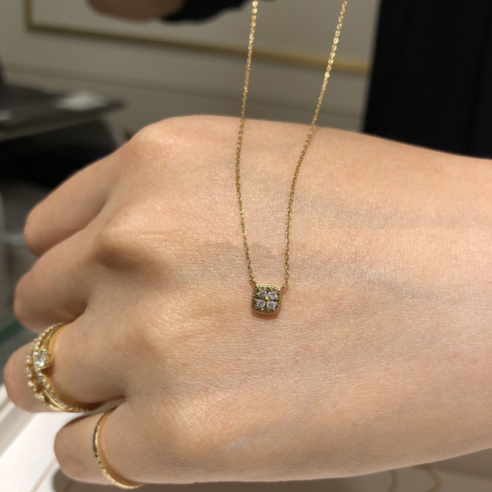 Wholesale Heart Type Round Square Type Single Zircon Clavicle Necklace