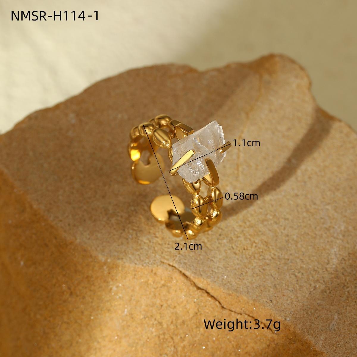 Wholesale Adjustable Open Titanium Steel Vintage Natural Stone Ring