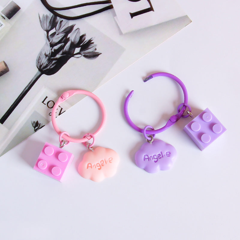 Wholesale Plastic Building Block Cloud Keychain