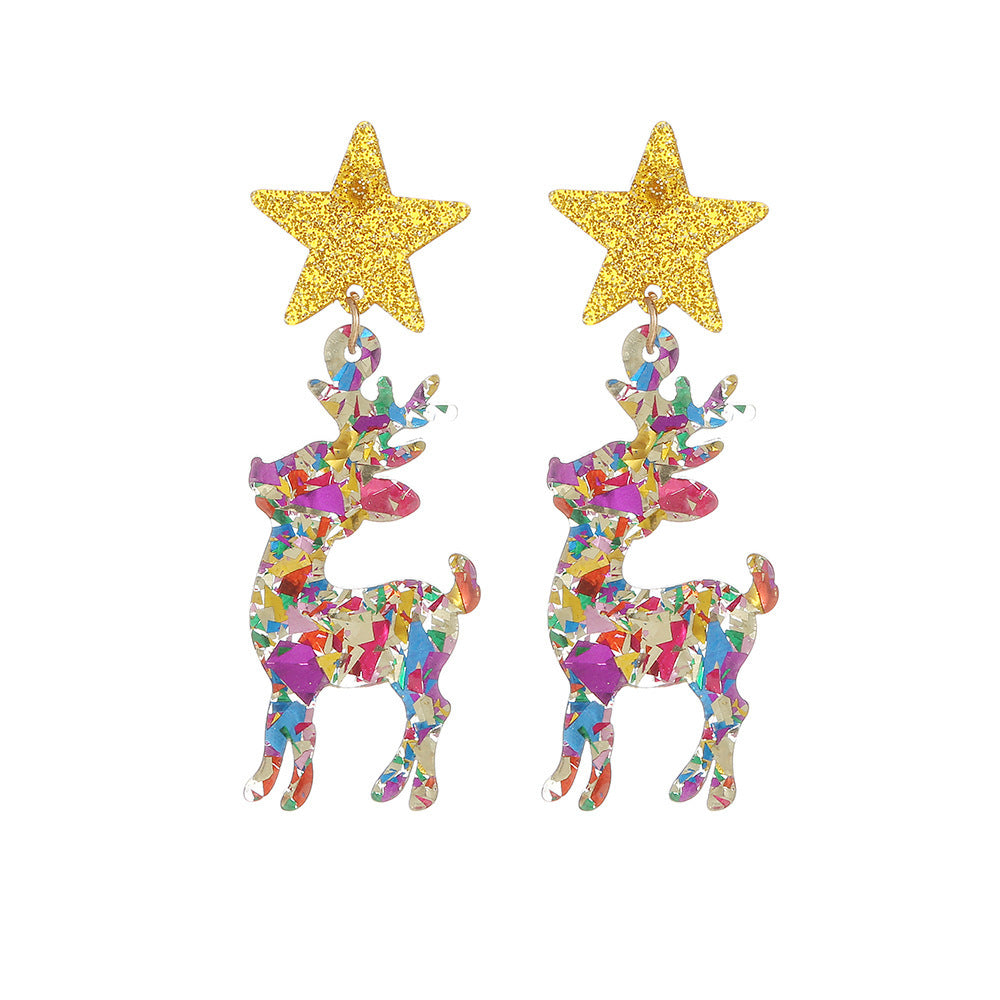Wholesale Christmas Clothes, Hats, Deer Acrylic Earrings
