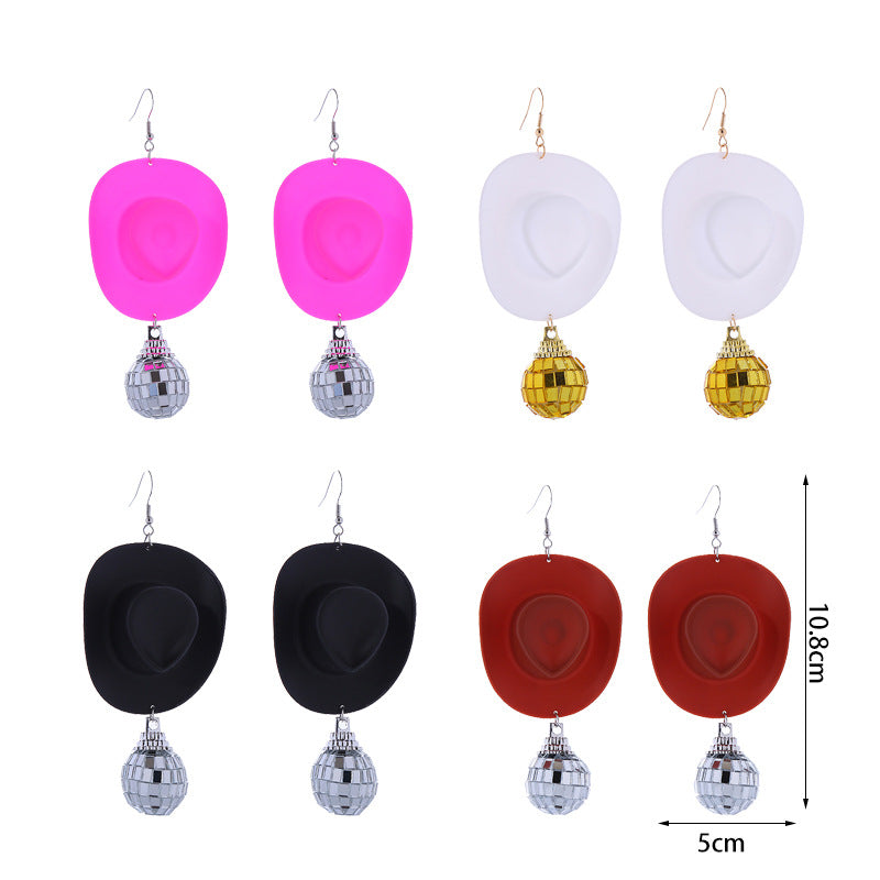 Wholesale Disco Cowboy Hat Earrings