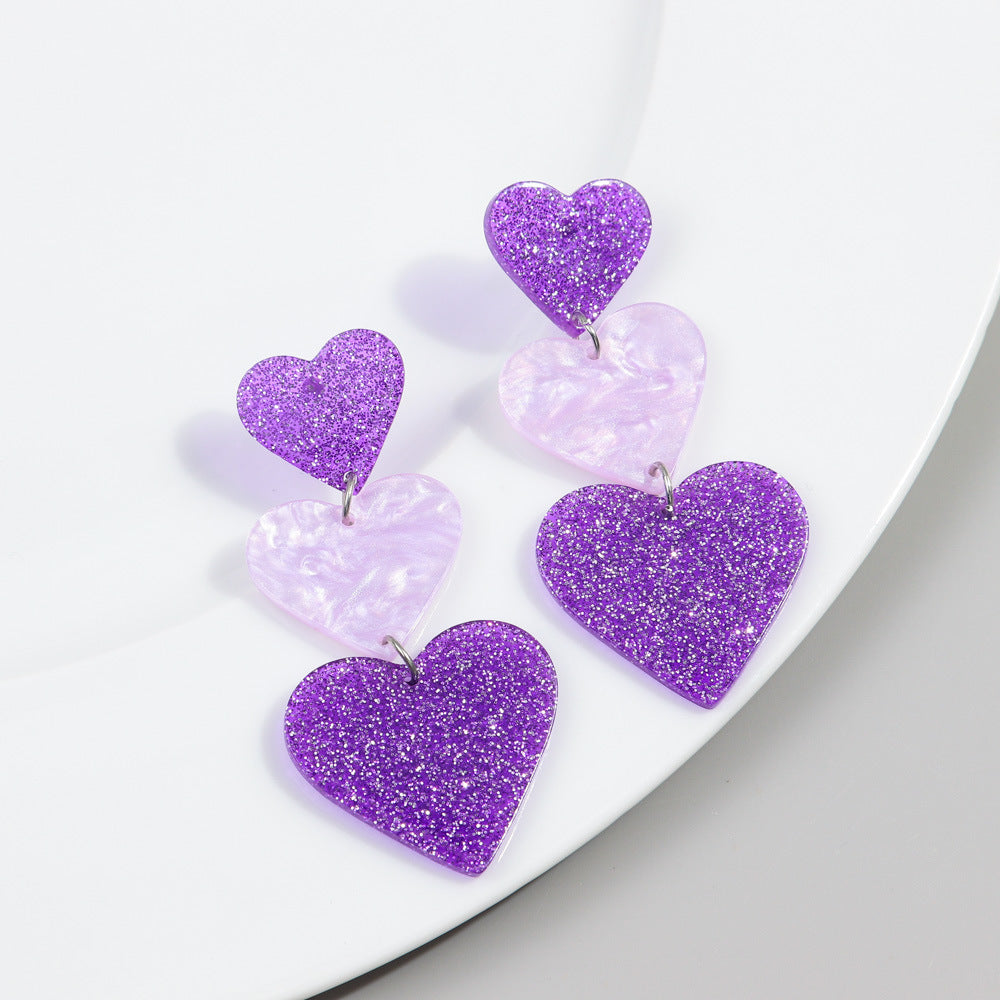 Wholesale Valentine's Day Love Glitter Colored Acrylic Earrings