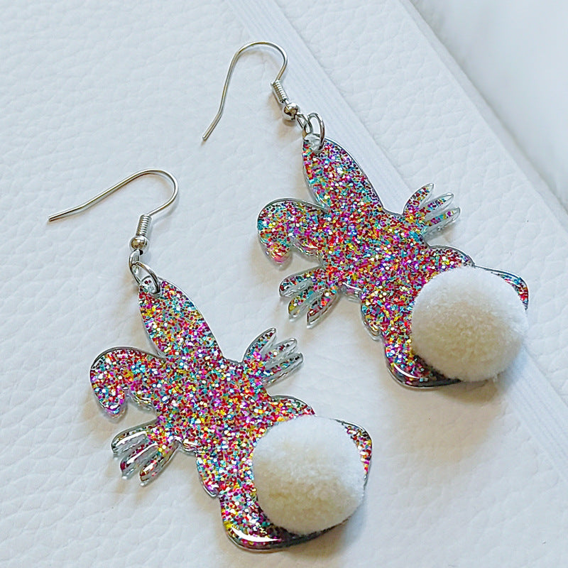 Wholesale Easter cartoon rabbit colored sequin acrylic earrings