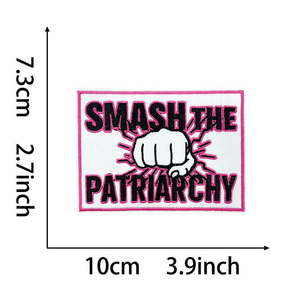 Wholesale Towel Embroidery Iron On Patches Retro Funny Text Rectangular For Coats Everyday