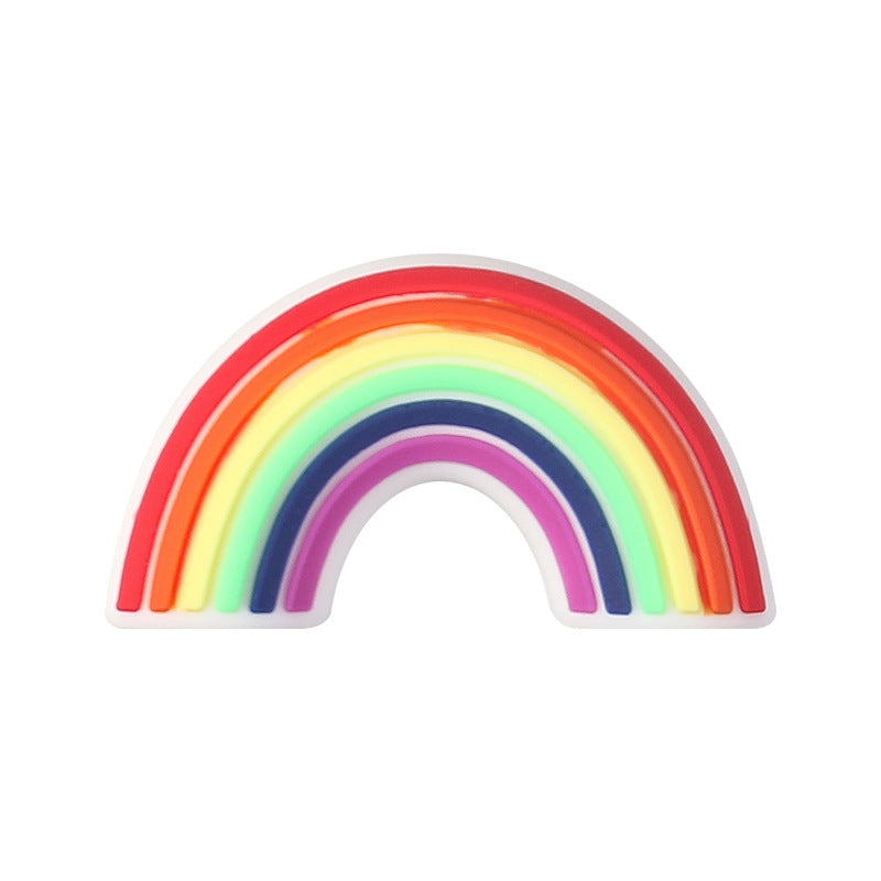 Wholesale 20pcs Cartoon Rainbow Silicone Beads  3D Focal Beads