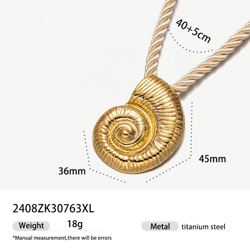 Wholesale Tyna European and American Light Luxury 18K Gold Stainless Steel Conch Sea Star Sun Thick Rope Necklace All-match Cross-border Trendy Jewelry