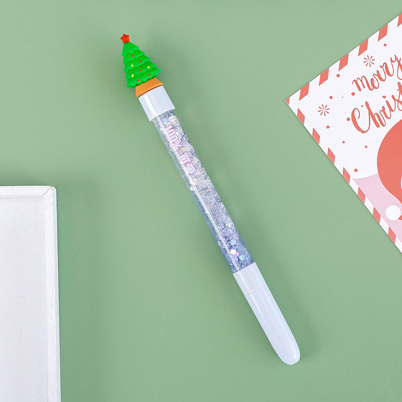 Wholesale Christmas Cartoon Glitter Powder Quicksand Plastic Rollerball Pen