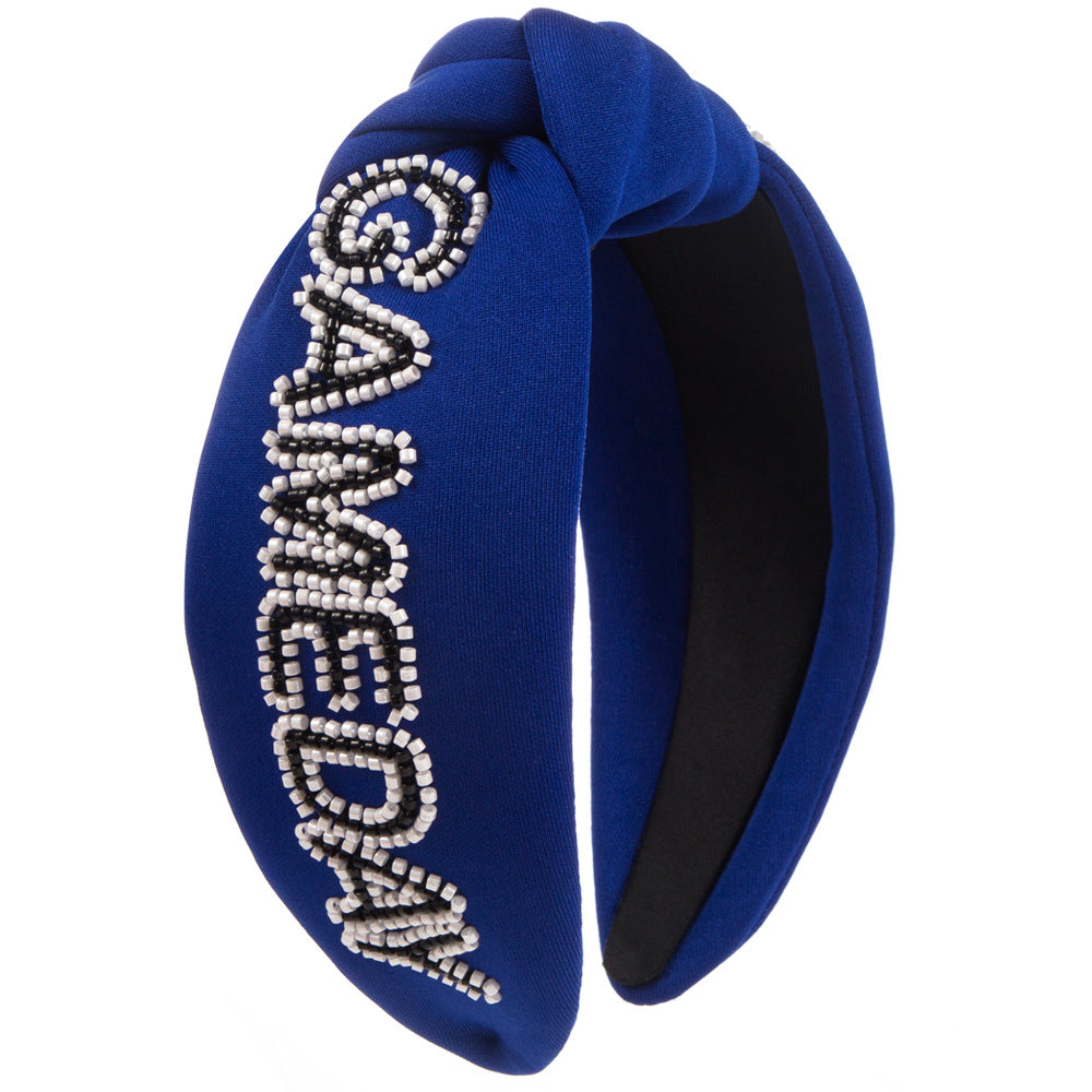 Wholesale Wide-brimmed Fabric Letter Rice Bead Headband