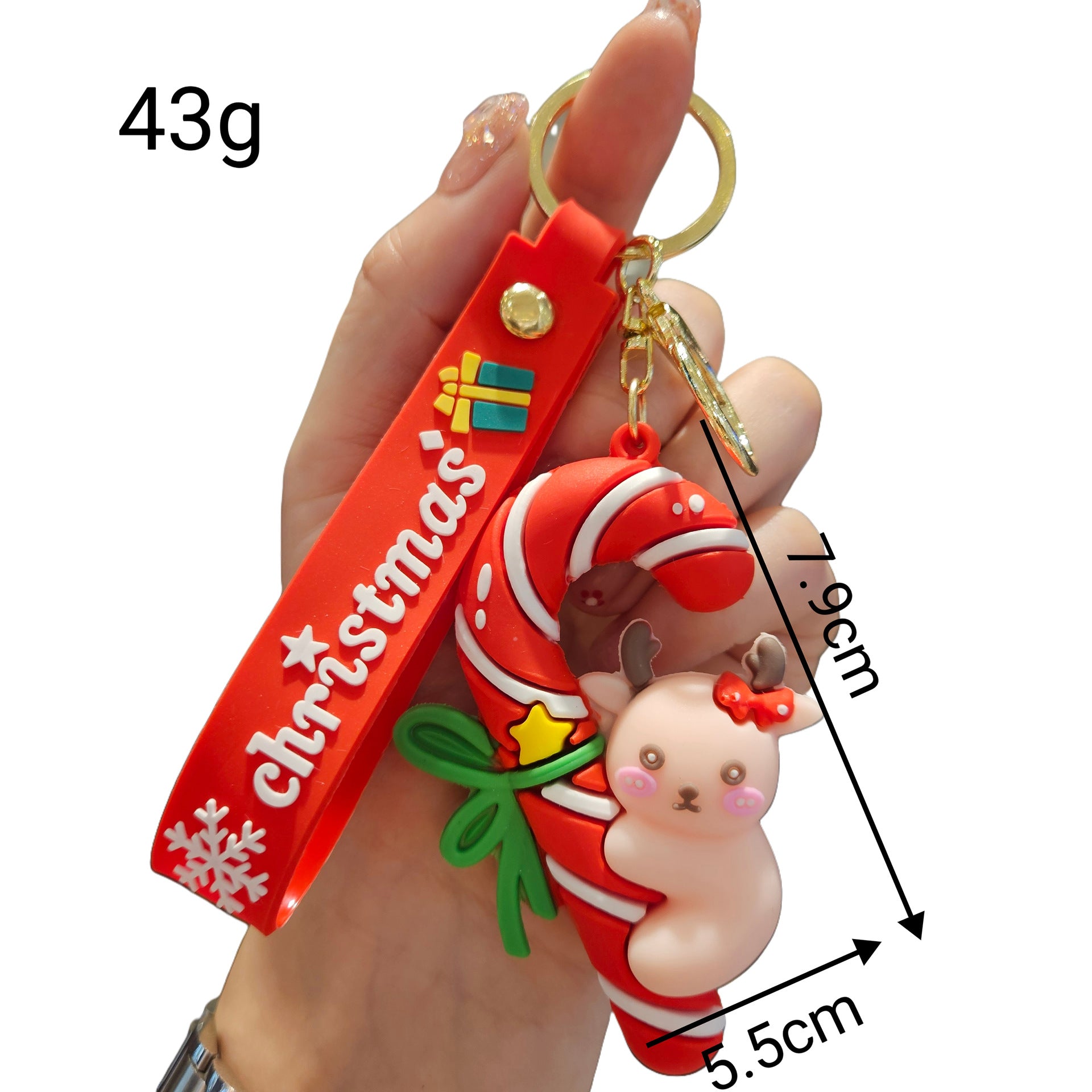 Wholesale Santa Claus crutches reindeer Christmas tree Cute Keychain