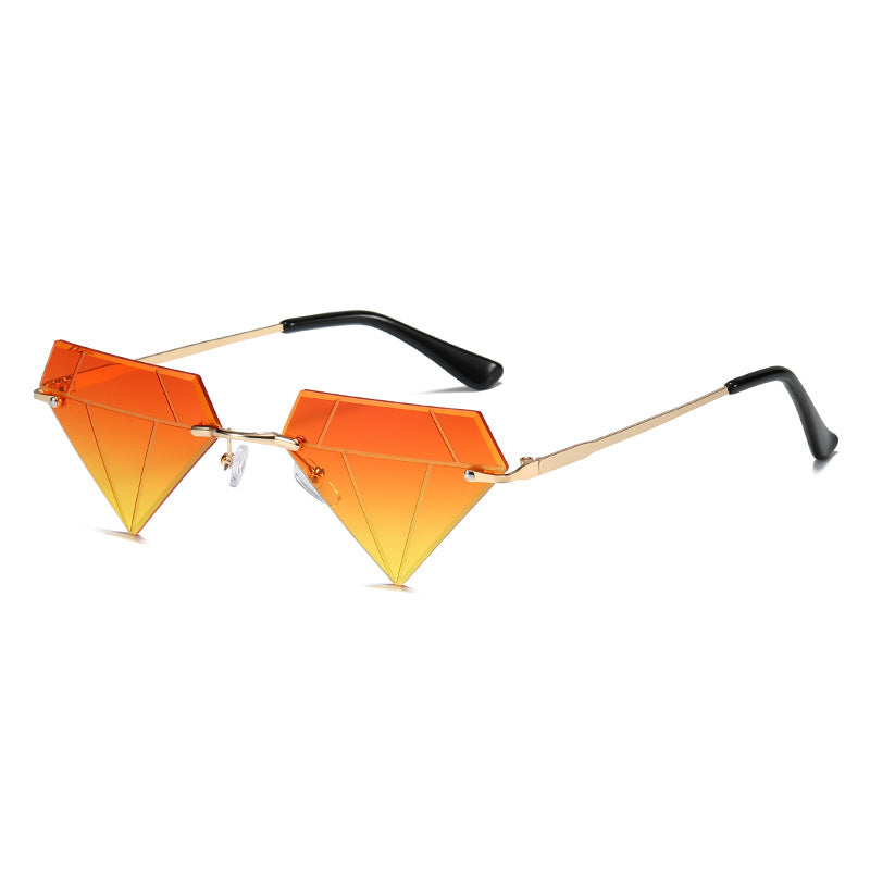 Wholesale Rimless Diamond Shape Hip Hop Sunglasses