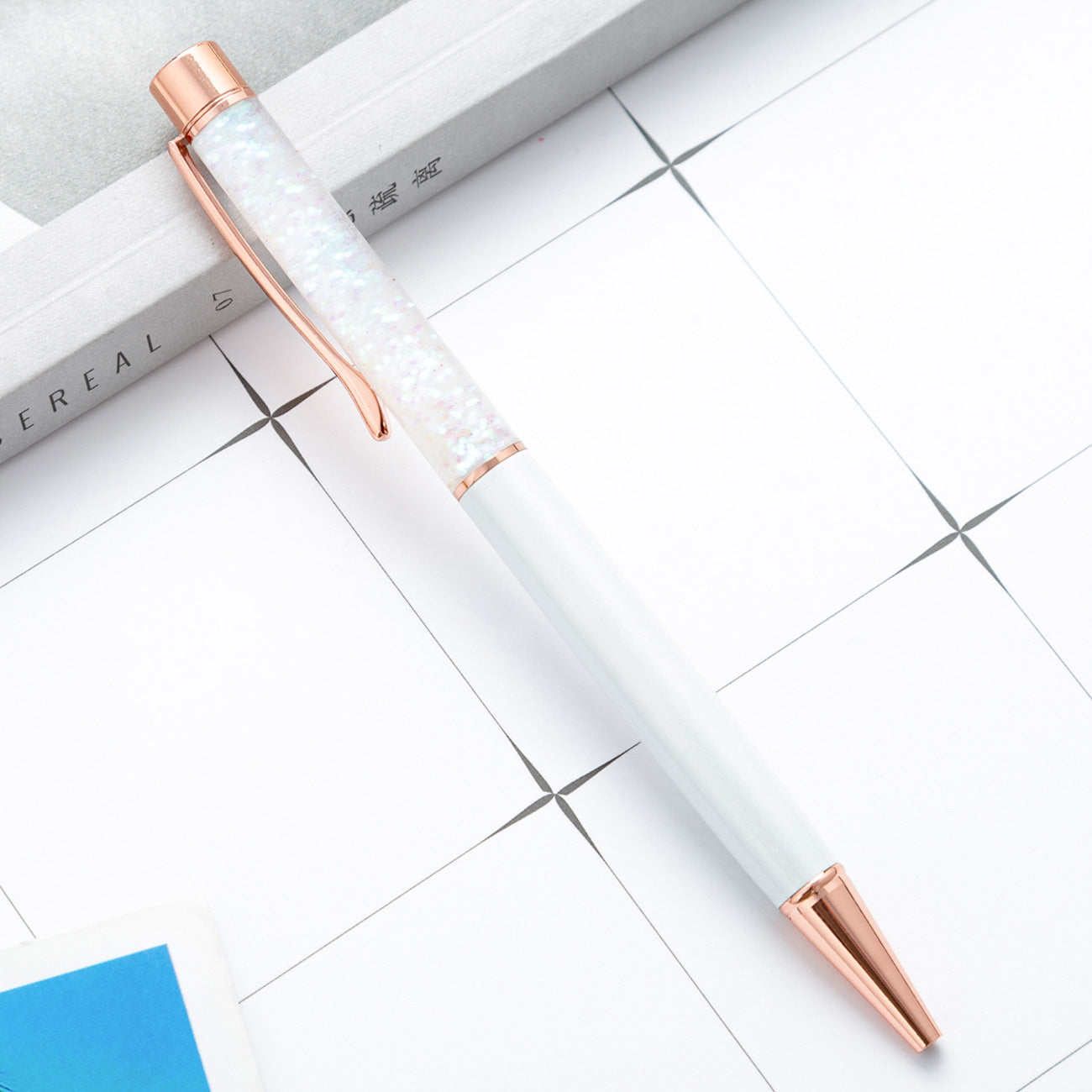 Pañera de polvo de oro colorido de metal al por mayor de metal y bolígrafo