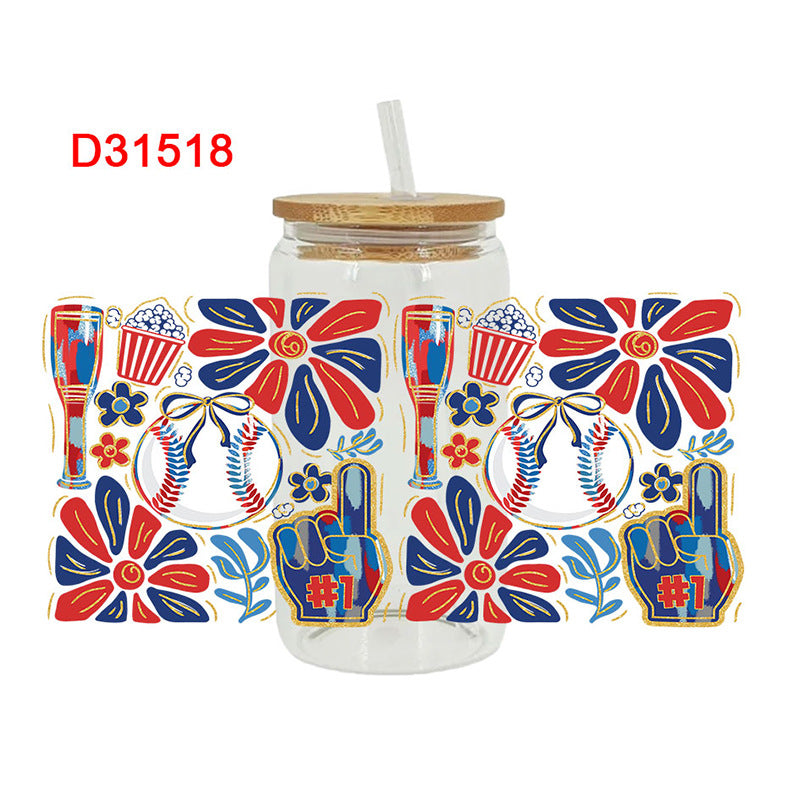 Wholesale Baseball Bow Series  16oz Cup UV DTF Wraps