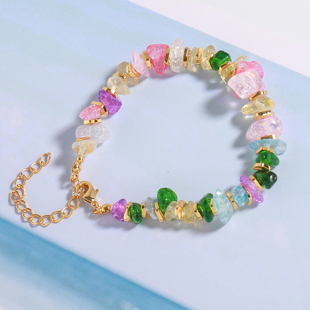 Wholesale Irregular Colored Crushed Stone Copper Bracelet