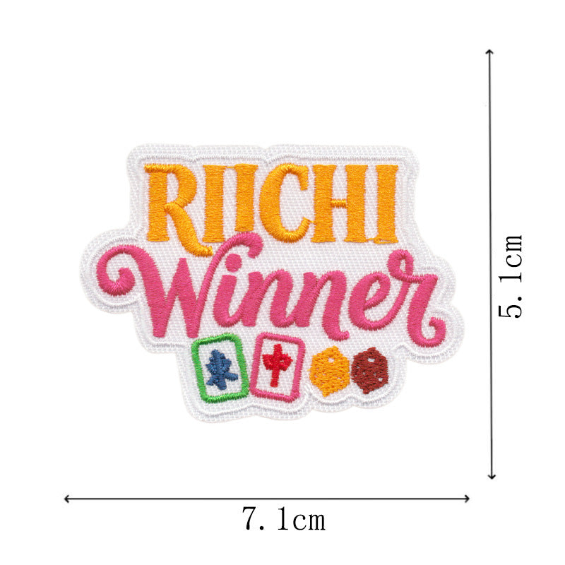 Wholesale Mahjong Embroidered Iron On Patches 9 Piece English Slogan Set For Outerwear DIY Boutique Gift