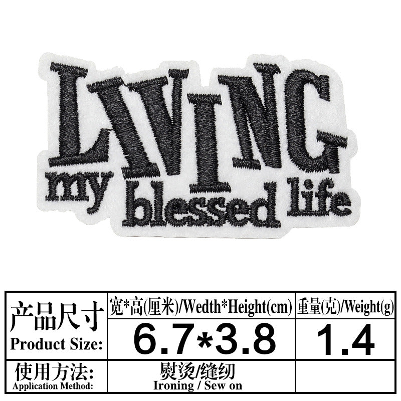 Wholesale Trendy Embroidered Letter Patches Set Of 4 Black Twill Badges For Clothing Decorative Resale Accessory