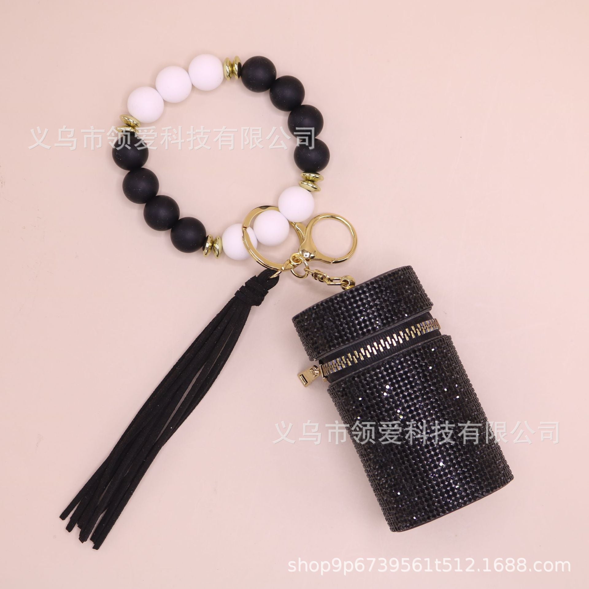 Wholesale Rhinestone Lipstick Bag Silicone Wrist Keychain