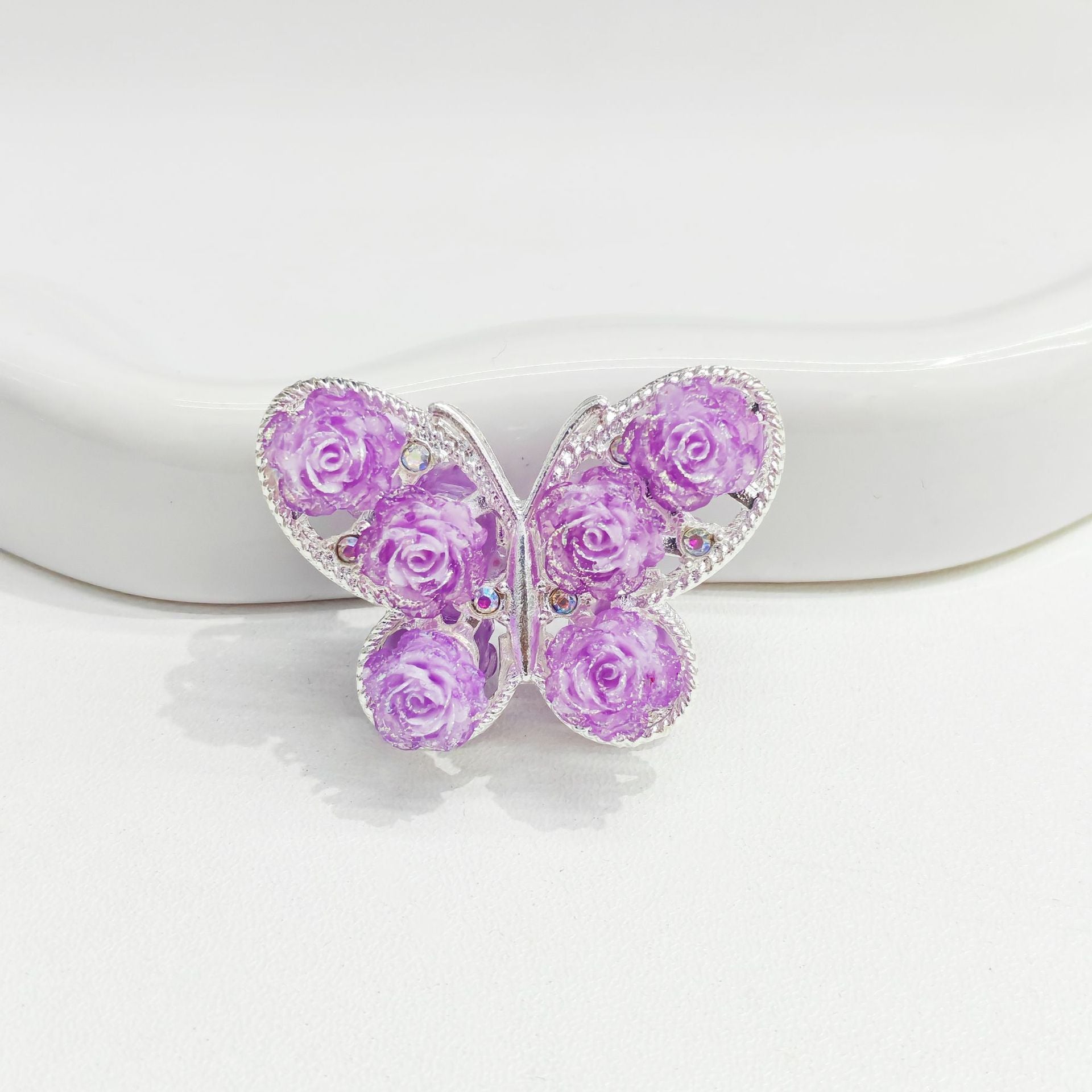 Wholesale 10pcs Retro Rose Butterfly Alloy Diamond Ball Beads