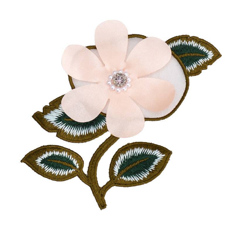 Wholesale Large Handmade Beaded Organza Flower Applique Embroidery Patch For DIY Clothing Decorative Accent