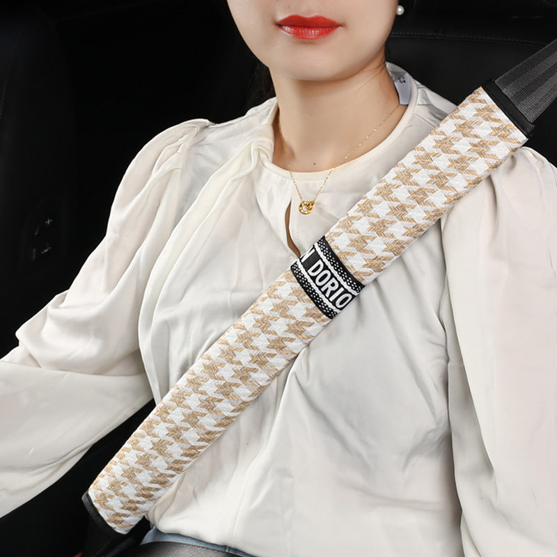 Wholesale Houndstooth Linen Automobile Safety Belt Shoulder Pad Extension