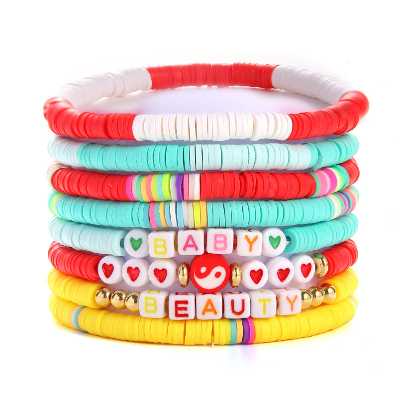 Wholesale Pink Rainbow Flower Sweet Valentine's Day Multi-strap Bracelet