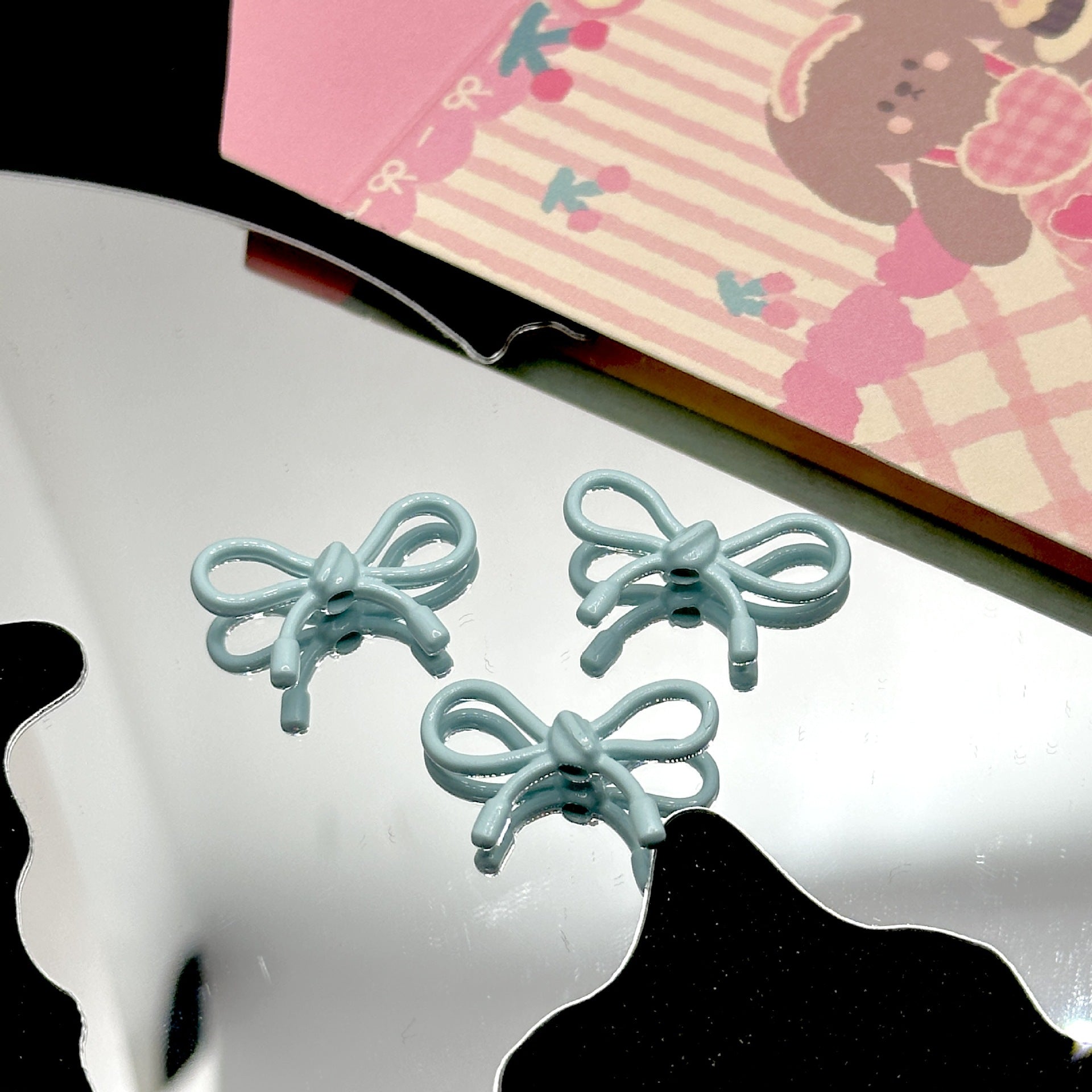 Wholesale 10pcs Cute Ins Alloy Cut Out Rope Bow Separated Beads DIY