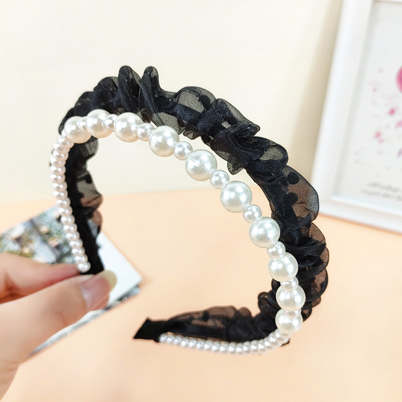 Wholesale Mesh Beaded Wave Point Hair Hoops