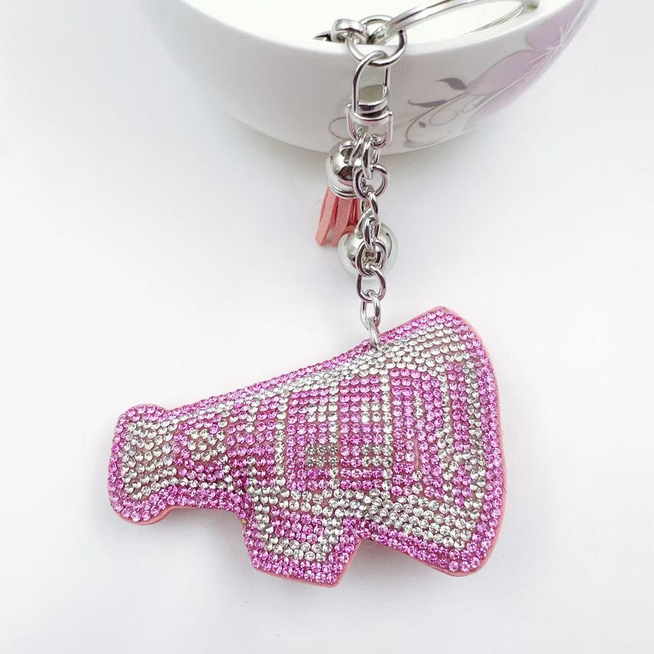 Wholesale  Velvet Hot Diamond Letter Cheer Keychain