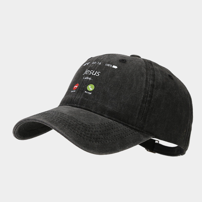 Wholesale Phone Answering Pattern Soft Top Cotton Baseball Cap