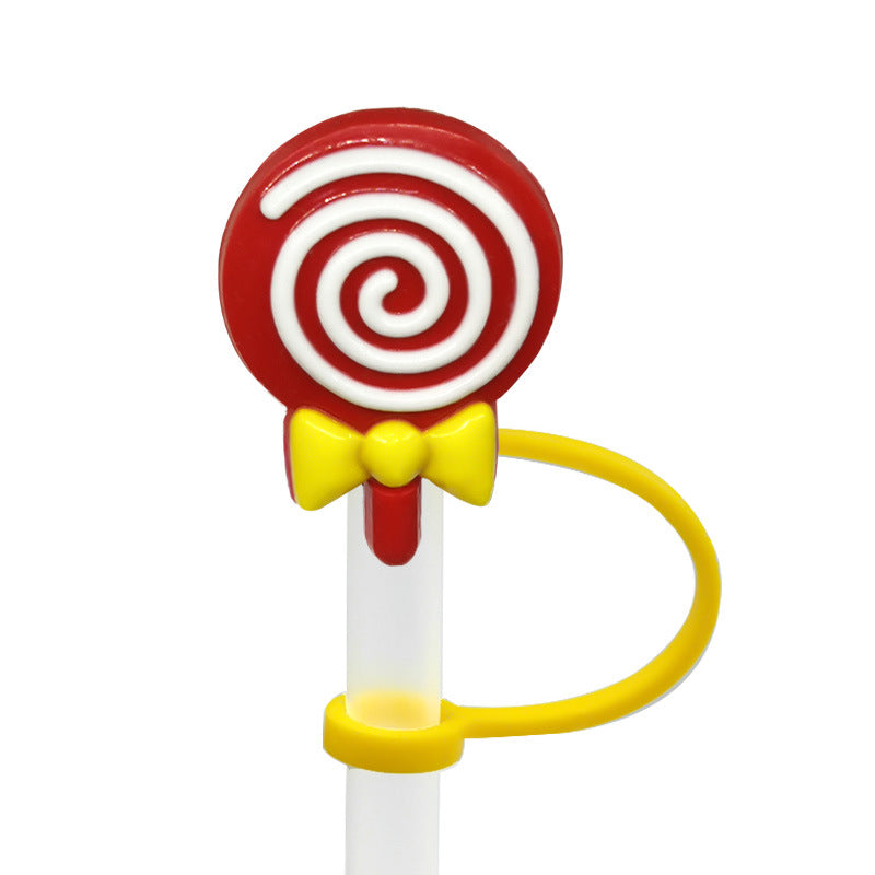 Wholesale 10pcs/pack Straw Cap Flower Fruit Straw Cover Silicone Dust Plug Party Straw