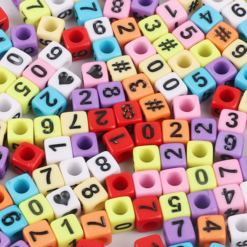 Wholesale 100pcs Acrylic Square Number English Alphabet Beads