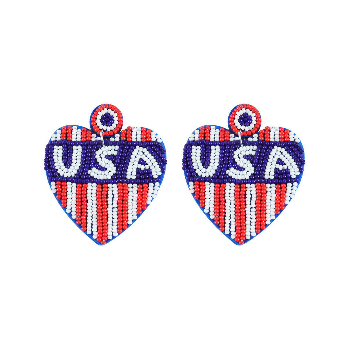 Wholesale Founding Day Independence Day Color-block Women's Hand-woven Bead Letters Love Lips Earrings