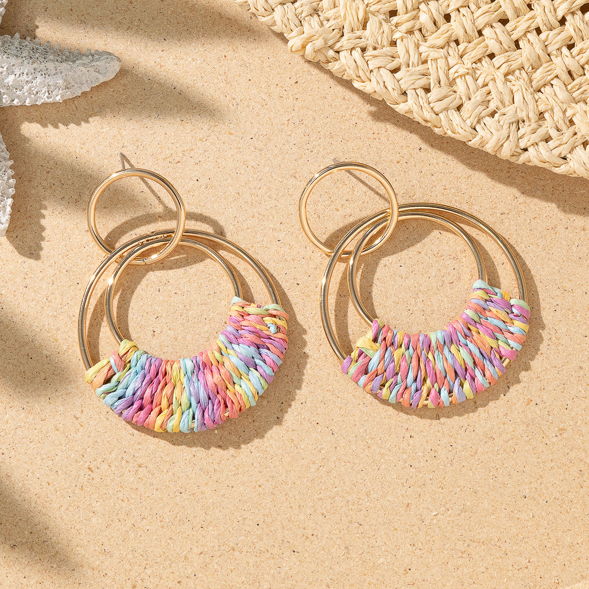 Wholesale Boho Raffia Braided Earrings